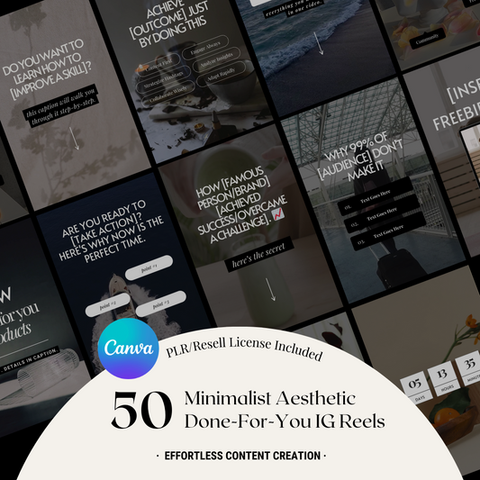 50 Minimalist Aesthetic Done-For-You Instagram Reels